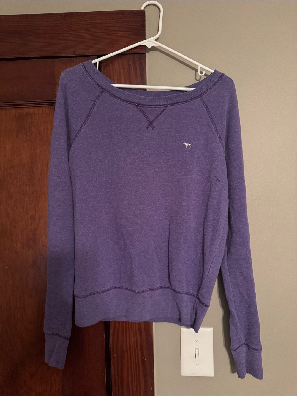 PINK Victoria's Secret Purple Crewneck Sweatshirt with Small Dog Logo